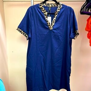 New. Leopard trim dress